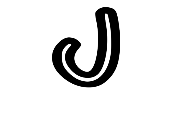 Bold Outlined Comic Mono Letter J for Crafts and Graphics