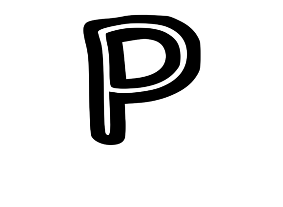 Bold Outlined Comic Mono Letter P for Creative Graphics and Crafts