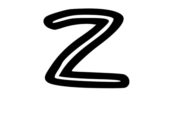 Bold Outlined Comic Mono Letter Z for Graphics and Crafts