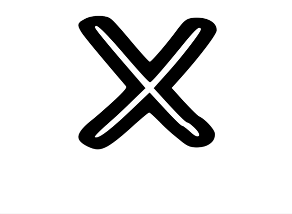 Bold Outlined Comic Mono Letterr X for Crafts and Graphics