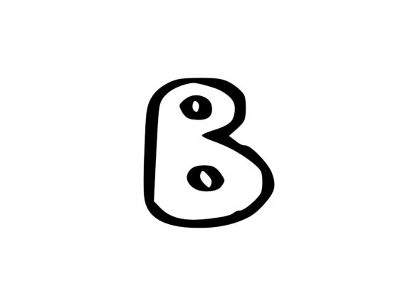 Friendly Bubble Cartoon Mono Letter SVG B for Graphics and Crafts