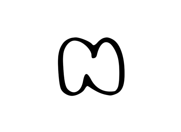 Friendly Bubble Cartoon Mono Letter SVG N for Graphics and Crafts