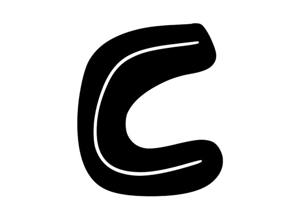 Funky Bold Skeleton Letter C for Creative Graphics and Crafts