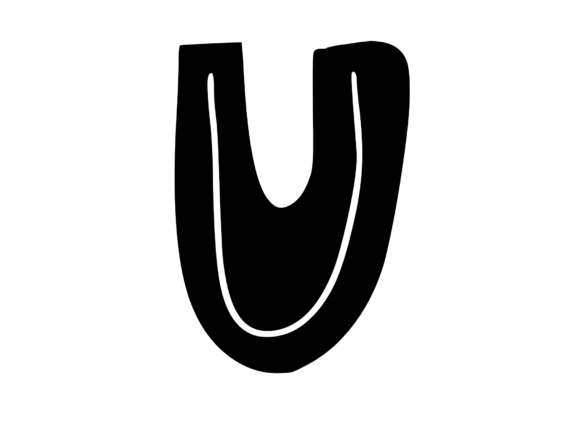 Funky Bold Skeleton Letter U for Graphics and Crafts