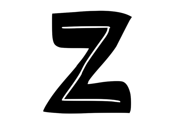 Funky Bold Skeleton Letter Z for Graphics and Crafts