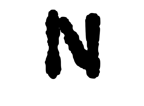 Ink Blot Stain Mono Letter N: A Unique Graphics and Crafts Asset