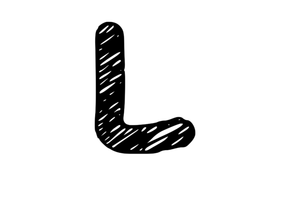 Rough and Messy Scribbled Mono Letter L for Crafts
