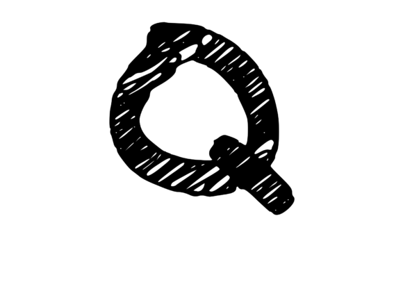 Rough and Messy Scribbled Mono Letter Q for Graphics and Crafts