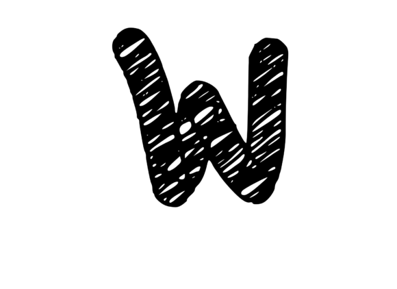 Rough and Messy Scribbled Mono Letter W for Crafts & Graphics